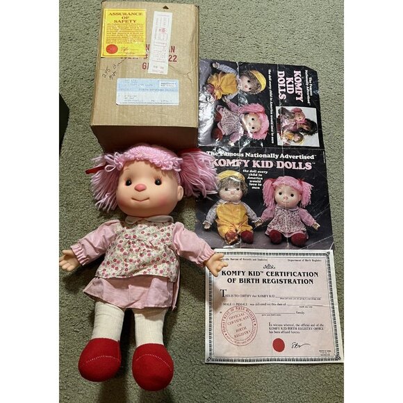 Komfy Kid Ice Cream Girl Doll Astra Trading 1986 Yarn Hair W Original Box + Coa - Picture 1 of 4